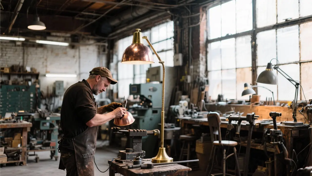 Radiance Lighting workshop interior with handcrafted artisan lamps