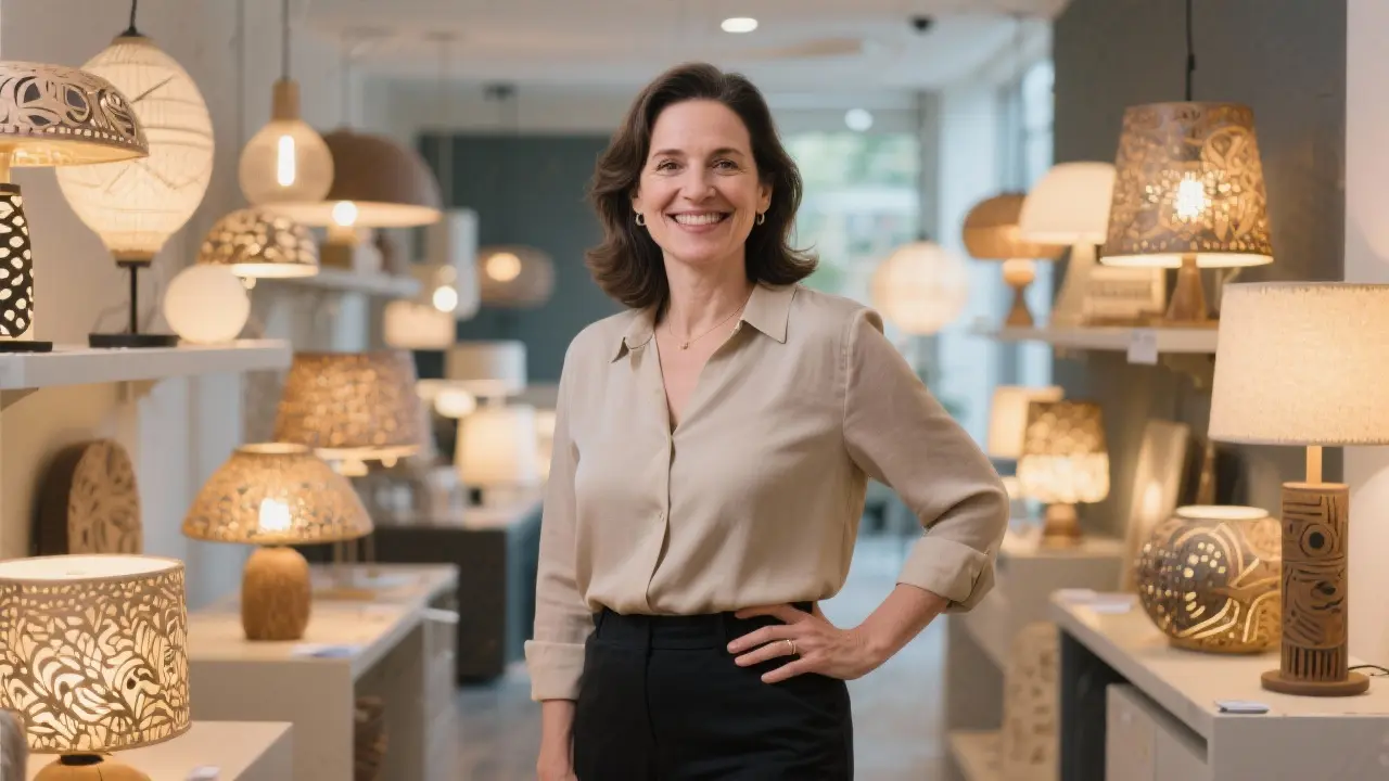 Ria Harman, Chief Design Officer at Radiance Lighting, in the Baltimore workshop