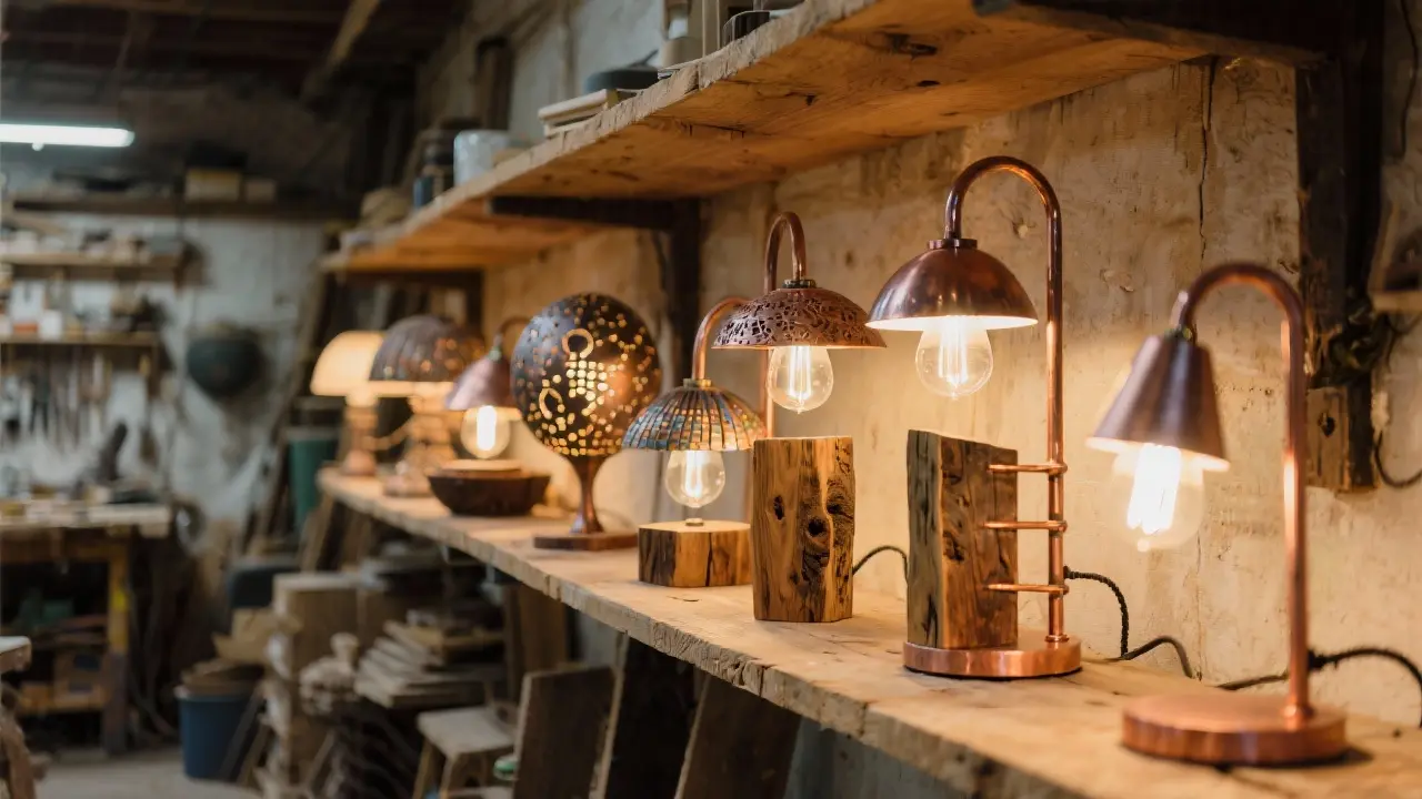 Artisan table lamps crafted in Ria Harman's Baltimore workshop